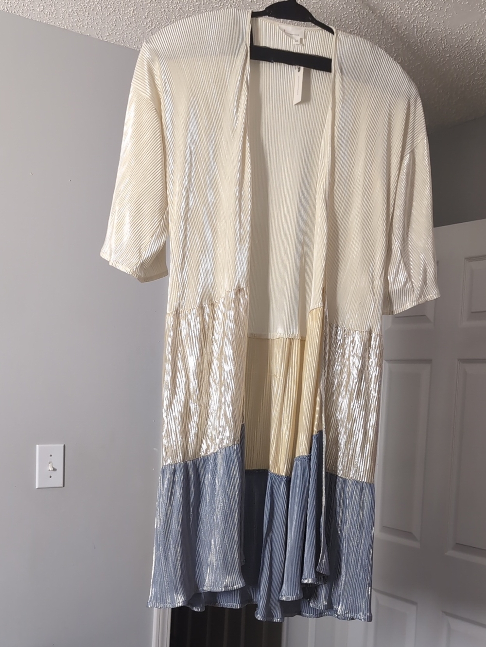 Anthropologie Pleated Colorblock Duster Kimono OSFA Sold Out Statement Layering